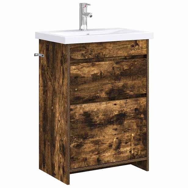 vidaXL Sada koupelnového nábytku Kouřový dub 61 x 40 x 84,5 cm