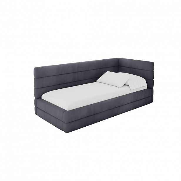ALTDECOR JEDNOLŮŽKOVÁ POSTEL pro mládež s úložným prostorem, vlevo - BEMY 80x200 tmavě šedá
