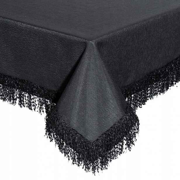 Elegantní ubrus na stůl Jasper 140x180, černý, dekorační, třásně glamour