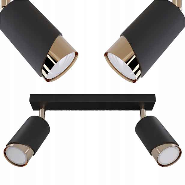 Stropní Svítidlo stropní Závěsná kovová lampa Bragi černo-zlatá 2x GU10 Led