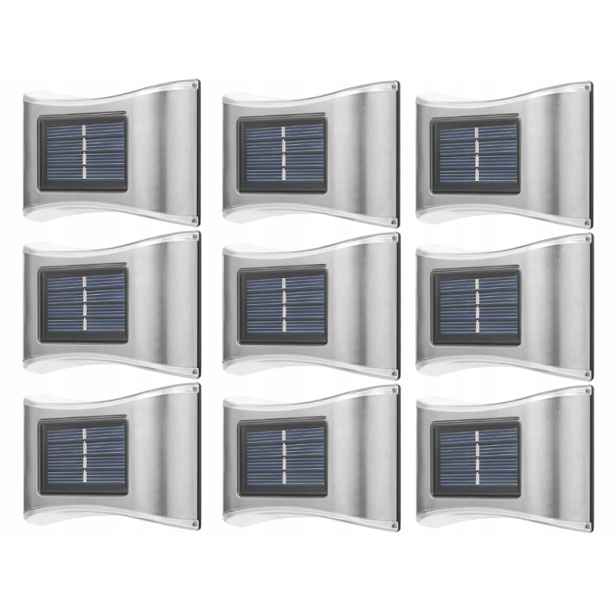 9x Hliníková Venkovní Lampa Solární Nástěnné Svítidlo Nahoru Dolů Senzor Soumraku