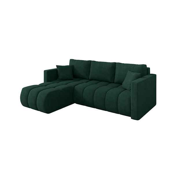 ALTDECOR ROHOVÁ SEDAČKA s funkcí spaní, otoman vlevo GARD-L 226x146x85 zelená velur