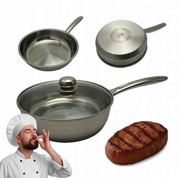 Tradiční pánev 28 cm nerezová ocel indukční s víkem
