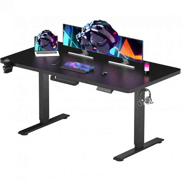 Výškově nastavitelný stůl QE1B-1460-EUV1, 140 x 60 cm, černý