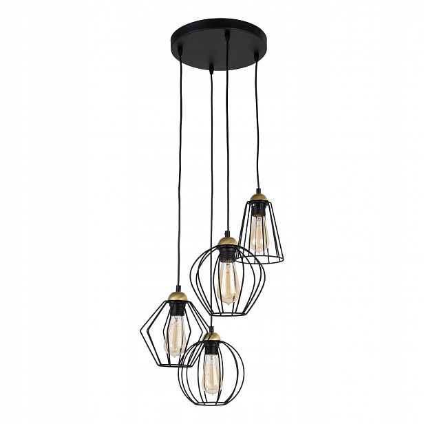 Závěsná lampa Galaxy Černá Kovové Stínidla 4xE27 Moderní Do Domu