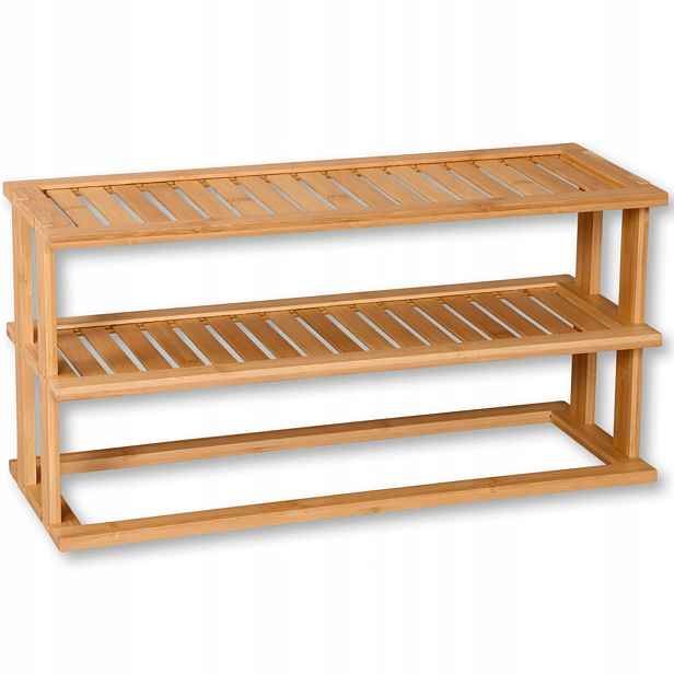 Bambusová kuchyňská polička na pracovní desku na koření Sklenice 2 úrovně 55x20xh27 cm