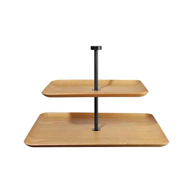 Dřevěný dvoupatrový etažér výška 36x28 cm WOOD ASA Selection - přírodní