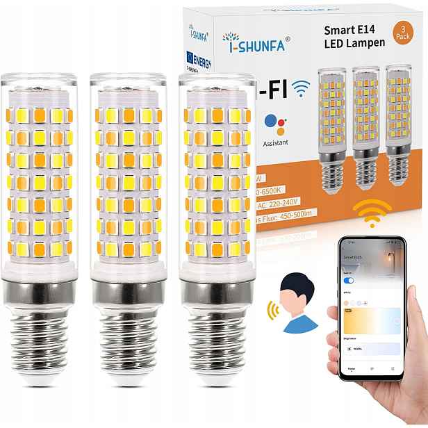 Sada 3 žárovek E14 WiFi, E14 Led stmívatelná žárovka 6W 500Lm 2700-6500K