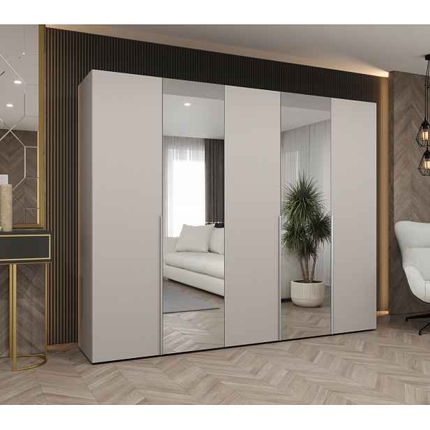 Šatní skříň 250 cm ASUDA se zrcadly - kašmír