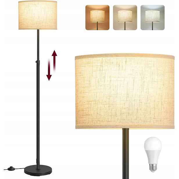 Vasagle Stojací lampa stojací lampa s nastavitelnou výškou 140-170 cm