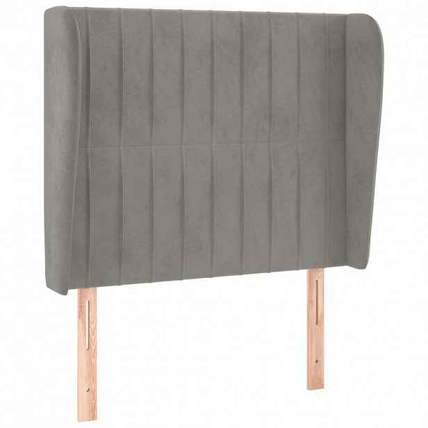 vidaXL Čelo postele typu ušák světle šedé 103x23x118/128 cm samet