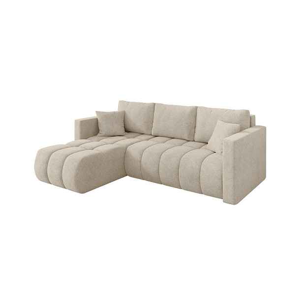 ALTDECOR ROHOVÁ SEDAČKA s funkcí spaní, otoman vlevo GARD-L 226x146x85 krémová velur