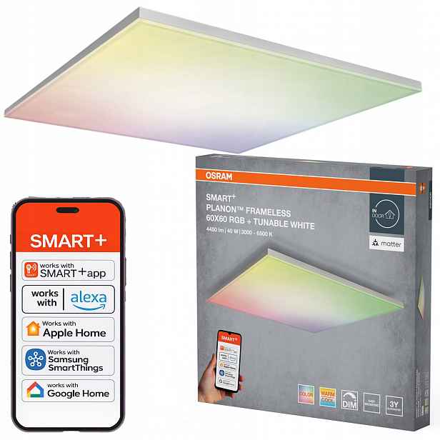 Led panel Kaseton 40W 3400lm Cct 60x60 cm Smart+ WiFi Matter Planon Osram