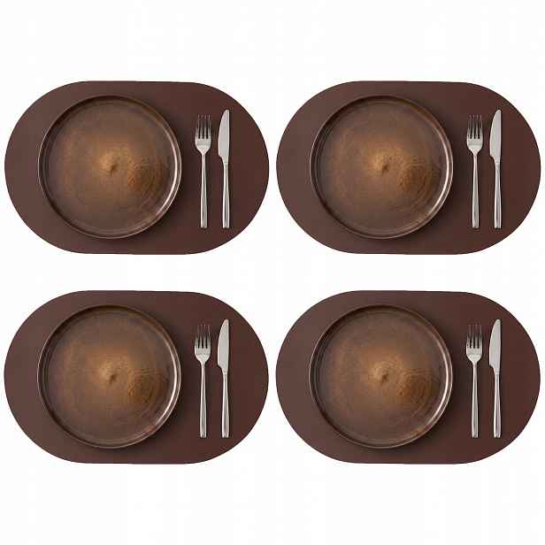 4x Kožená Podložka Na Stůl Podložka Baltan Home Arc L 46x30,5 cm hnědá