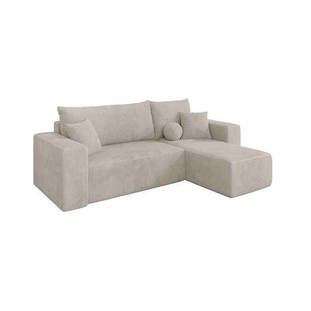 ALTDECOR ROHOVÁ SEDAČKA s funkcí spaní, otoman vpravo SENO-L 249x139x85 krémová manšestr