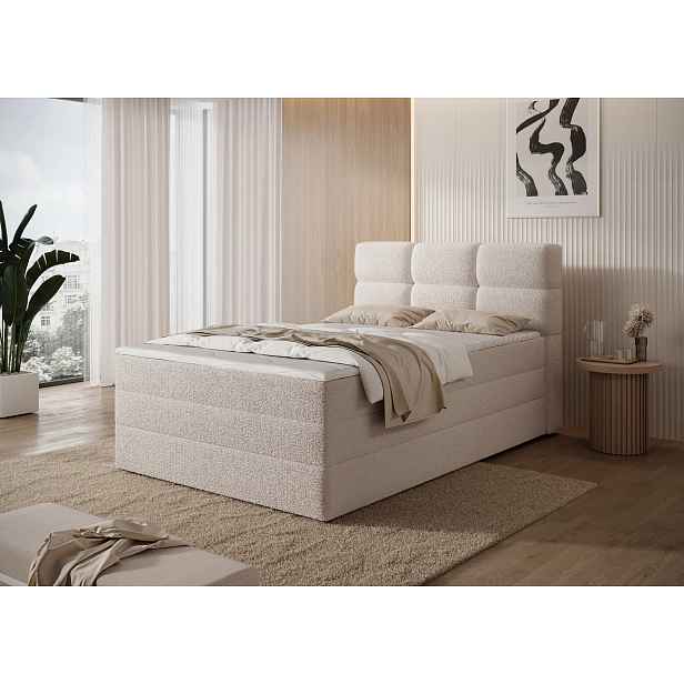 Kontinentální postel 140x200 MORVIO - světle béžová