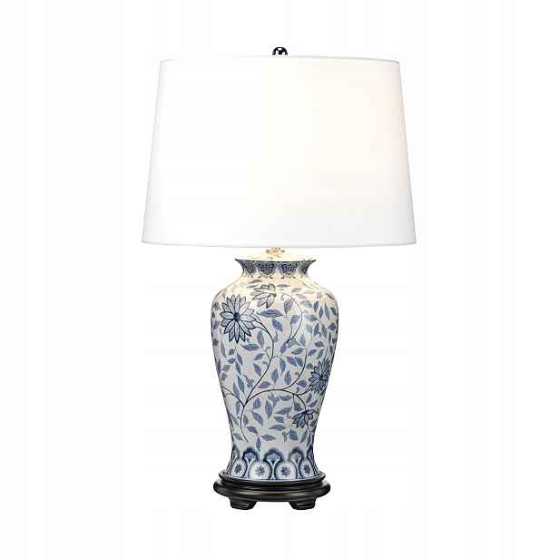 Porcelánová stolní lampa bílá s modrými květy, moderní 65 cm Elstead