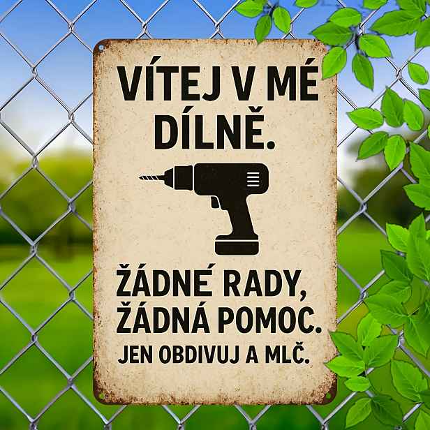 TEMU 2D Ploché, 2D Ploché Vintage Dřevěné Nástěnné Umění s Českým Sloganem - 20x15cm Dřevěná Cedule s Humornými Citáty o Nářadí, Rustikální Domácí