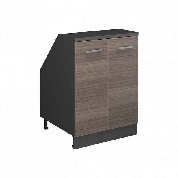 Vicco KUCHYŇSKÁ SKŘÍŇKA POD ŠIKMOU STŘECHU R-Line Ušlechtilá šedá 60 cm se 2 dveřmi, korpus skříně hloubka 60 cm