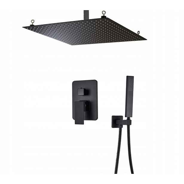 Podomítkový Set Dešťová Sprcha 50 cm Černý Mat