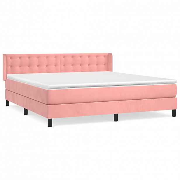 vidaXL Box spring postel s matrací růžová 160x200 cm samet