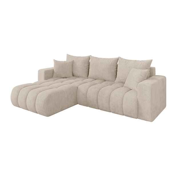 ALTDECOR ROHOVÁ SEDAČKA s funkcí spaní, otoman vlevo MILA-L-v1 277x195x86 béžová manšestr