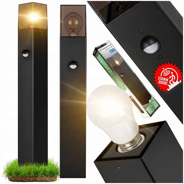 Led zahradní lampa stojací sloupek 60cm venkovní E27 Pir čidlo pohybu