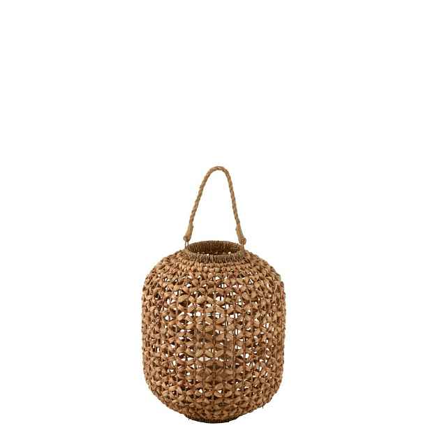 Lucerna z vodního hyacintu v přírodním provedení Lena M - Ø 37*45 cm J-Line by Jolipa