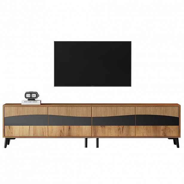 OKWISH TV stolek 180/40/50 cm přírodní z dřevotřísky se 4 skříňkami pro 75palcový televizor