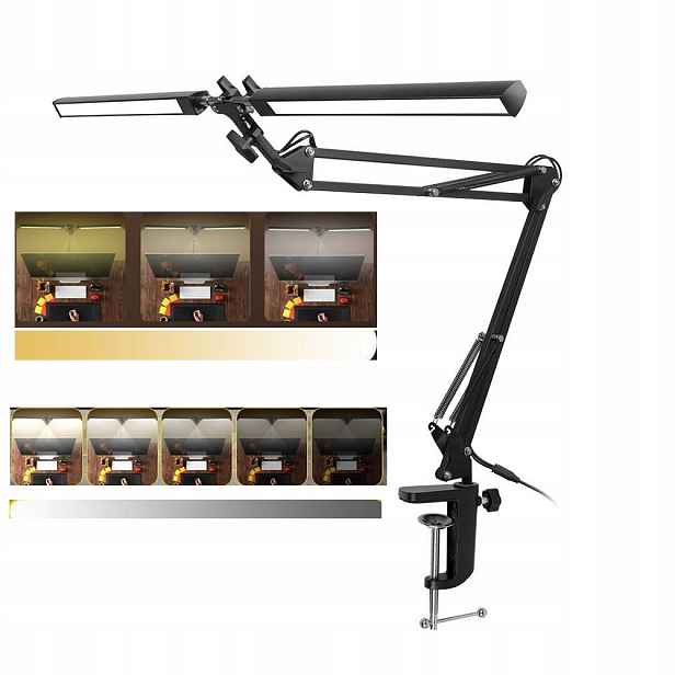 Dvojitá Led lampa na psací stůl Kreslící Výkonná 24W Nastavitelná 3000-6500K