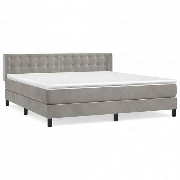 vidaXL Box spring postel s matrací světle šedá 180x200 cm samet