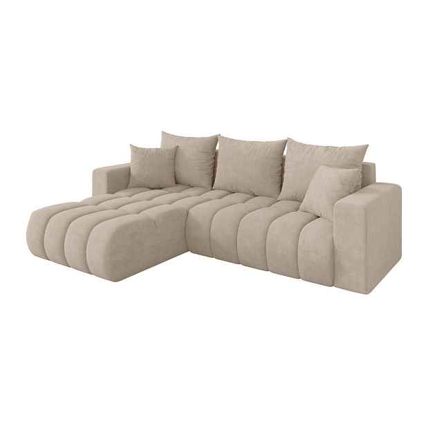 ALTDECOR ROHOVÁ SEDAČKA s funkcí spaní, otoman vlevo MILA-L-v1 277x195x86 béžová velur