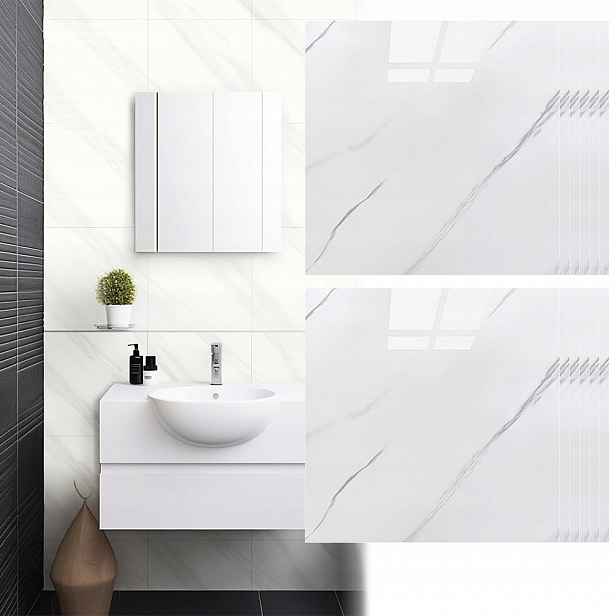 Samolepicí Nástěnné Panely Tapeta Dlaždice Mramor Pvc 30X30 CM Bílá 40 Ks