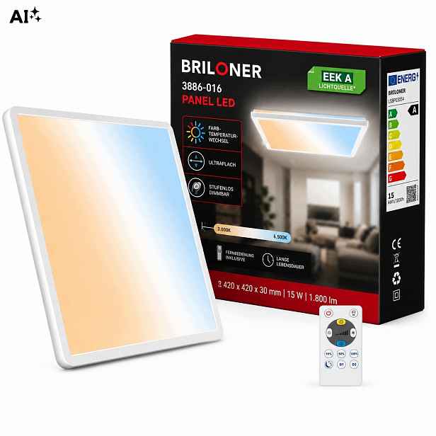 stropní svítidlo Led stropní svítidlo panel bílá 42 cm 3000 lm Cct s dálkovým ovládáním stmívatelná