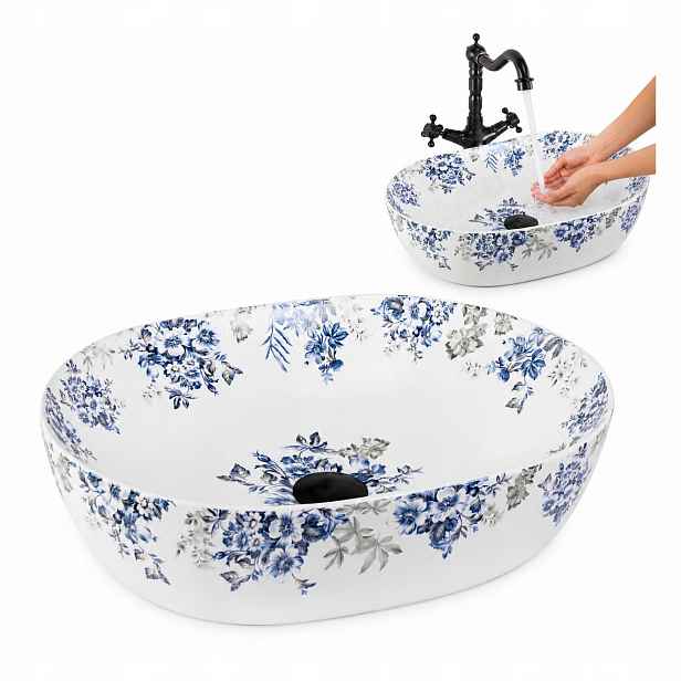 Koupelnová umyvadlová deska oválná keramická bílá Rea Veronica 48,5 cm