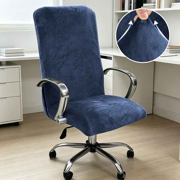 TEMU Stahovací potah na kancelářskou židli Plush Velvet Stretch s potahy na opěrky, jednobarevný elastický potah na počítačovou židli, odnímatelný
