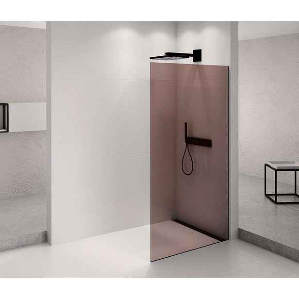 Polysan Architex - Sprchová stěna Walk-In, 86x210 cm, matná černá/Marron sklo AXB90MR