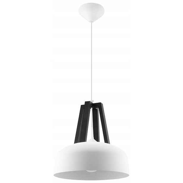 Sollux Závěsná lampa Casco bílá/černé dřevo 30 cm