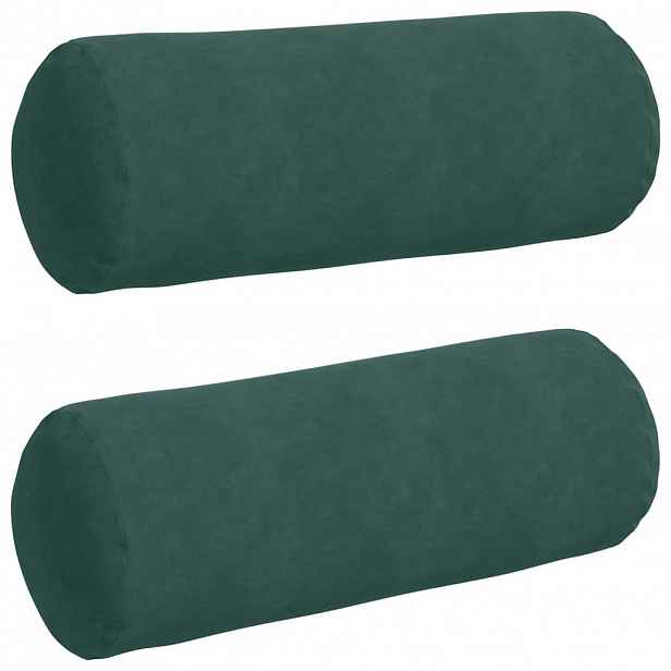 vidaXL Polštáře 2 pcs Tmavě zelená Ø 25 x 70 cm Žebrovaná látka