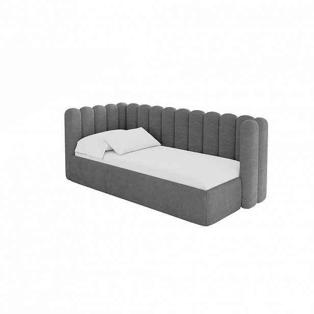 ALTDECOR JEDNOLŮŽKOVÁ POSTEL pro mládež s úložným prostorem, vpravo - HUGY 90x200 tmavě šedá