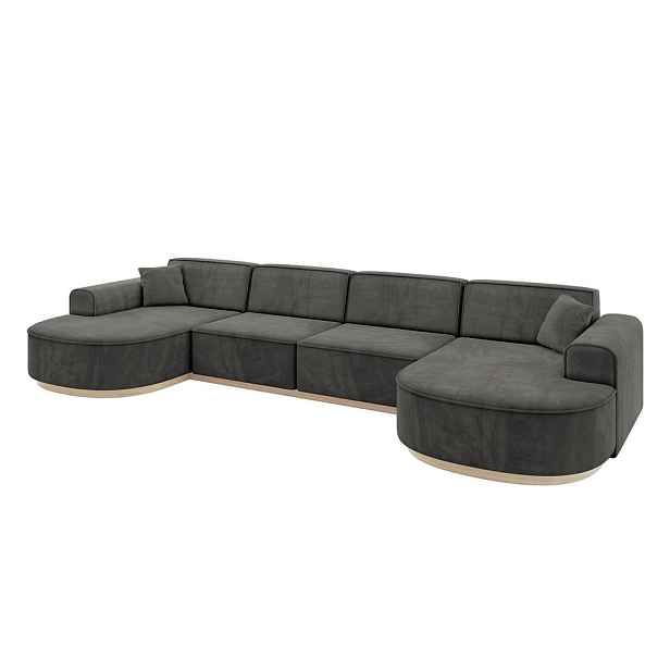 ALTDECOR SEDACÍ SOUPRAVA ve tvaru U MARI-U2-v1 388x171x83 Tmavě šedá Velur