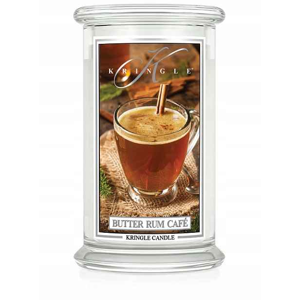 Butter Rum Cafe – Kringle Candle – velká vonná svíčka se 2 knoty (624 g)