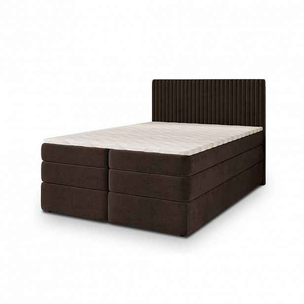 MASSENO POSTEL BOXSPRING FELBIO 140x200 cm, s matrací a úložným prostorem, hnědá