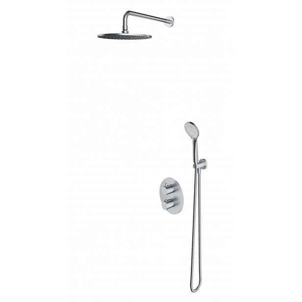 OMNIRES Y - Sprchový set s termostatem pod omítku, s tělesem, průměr 25 cm, 5 proudů, kartáčovaný nikl SYSYT05NI
