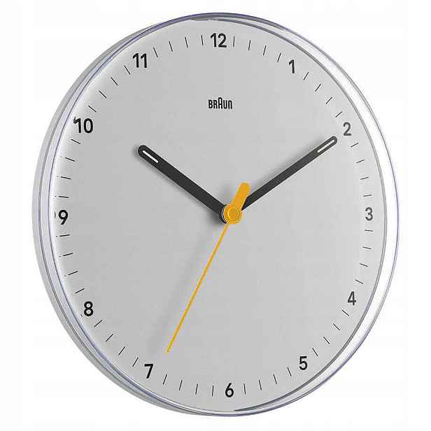 Bílé Malé Klasické Kulatý Nástěnné Hodiny Braun BC26W 23 cm
