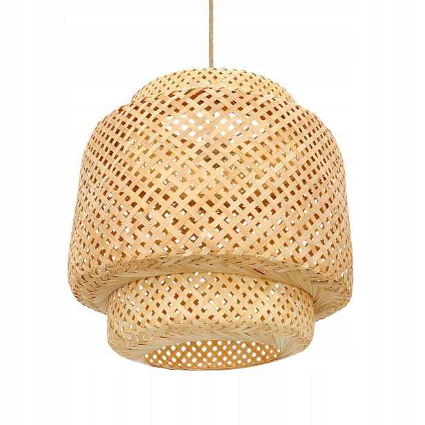 Velká závěsná lampa Boho s pleteným stínidlem 40 cm, bílá, stropní lampa E27
