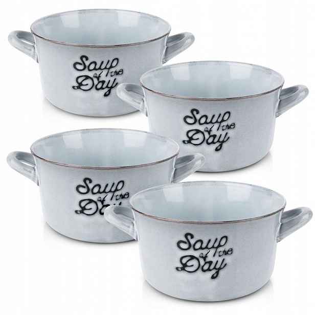 4x Miska Bulionówka miska na polévku guláš vločky s uchy 600 ml