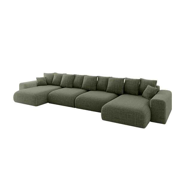 ALTDECOR SEDACÍ SOUPRAVA ve tvaru U s funkcí spaní a úložným prostorem ESKAR-U2 464x176x72 Zelená Strukturovaná látka