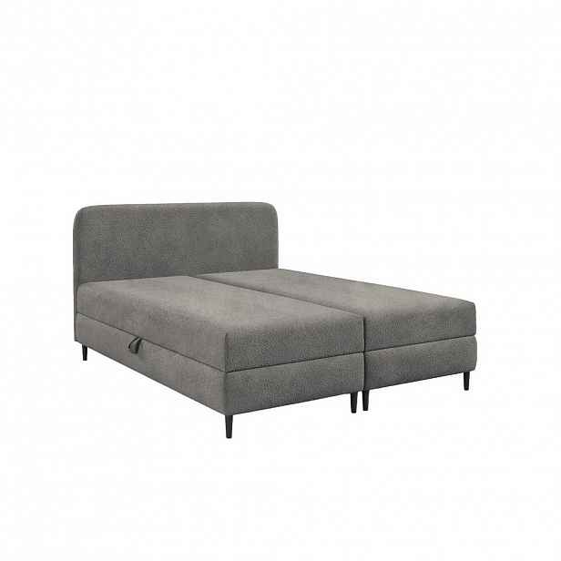 Kaiser Möbel KONTINENTÁLNÍ POSTEL se dvěma úložnými prostory, buklé tkanina Lambi, Tmavě šedá, 120x200 cm, FUBU