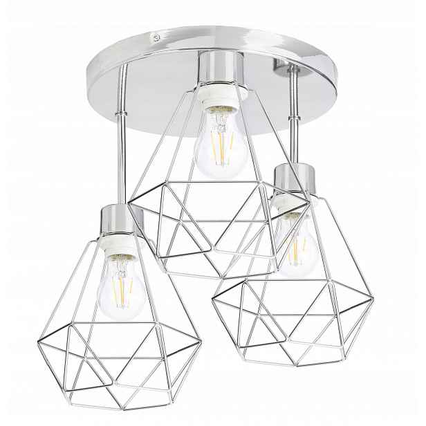 Lampa stropní svítidlo lustr vysoký loft diamant 3 chrom